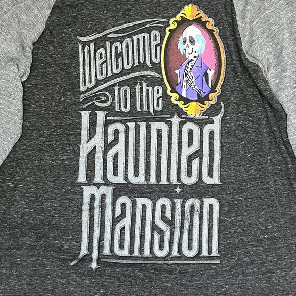 💀👻🎃 Disney WELCOME TO THE HAUNTED MANSION Halloween Horror Raglan Tee Sz 2XL - Picture 3 of 9